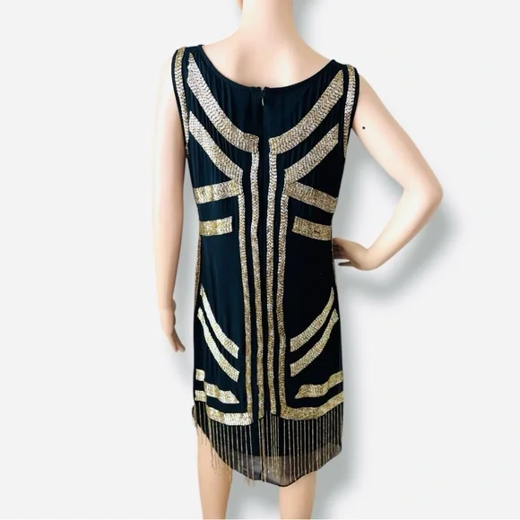 Patra | Black and Gold Beaded Dress - Picture 5 of 9